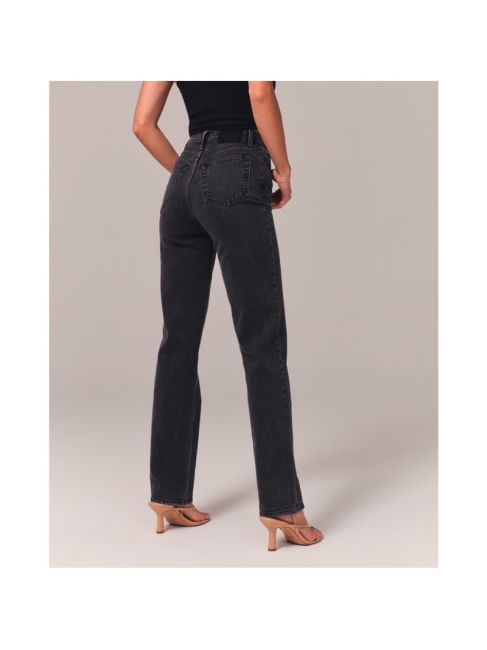 Abercrombie & Fitch 90’s Straight Ultra High Rise Curve Love Jeans Black 4 SHORT - Picture 3 of 7